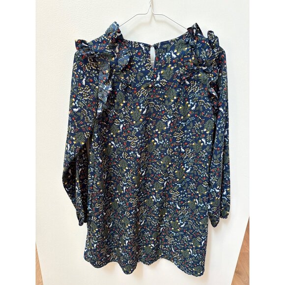 Hayden Girls Navy Floral Long-Sleeve Ruffle Dress Polyester XL - Picture 5 of 6